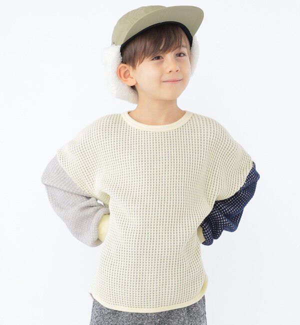 SHIPS KIDS「SHIPS KIDS:100～130cm / ポコポコ ワッフル 長袖 カットソー」|Tシャツ・カットソー|