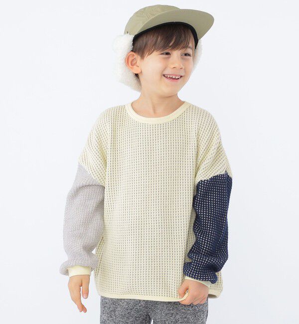 SHIPS KIDS「SHIPS KIDS:100～130cm / ポコポコ ワッフル 長袖 カットソー」|Tシャツ・カットソー|