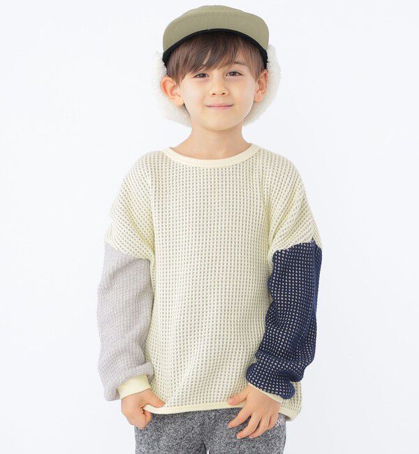 SHIPS KIDS「SHIPS KIDS:100～130cm / ポコポコ ワッフル 長袖 カットソー」|Tシャツ・カットソー|