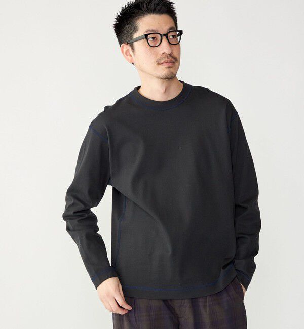 SHIPS「SHIPS: ハニカム メッシュ カラーステッチ 長袖 Tシャツ」|Tシャツ・カットソー|