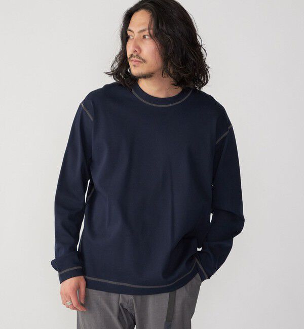 SHIPS「SHIPS: ハニカム メッシュ カラーステッチ 長袖 Tシャツ」|Tシャツ・カットソー|