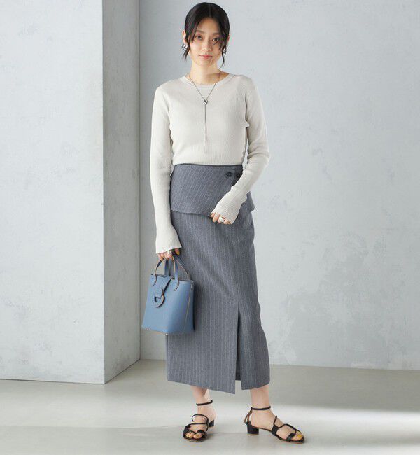 SHIPS for women「〈手洗い可能〉綿 ナイロン 袖 フレア クルーネック リブ ニット 24SS ◇」|ニット・セーター|