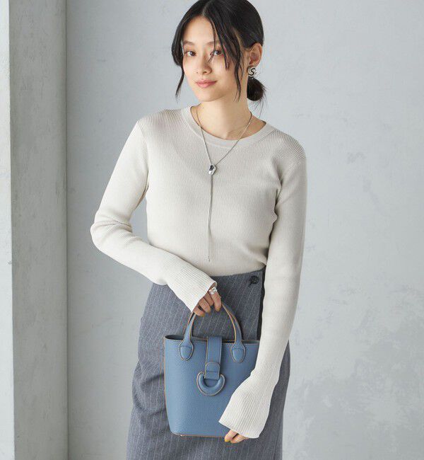 SHIPS for women「〈手洗い可能〉綿 ナイロン 袖 フレア クルーネック リブ ニット 24SS ◇」|ニット・セーター|