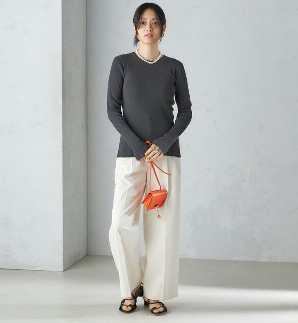 SHIPS for women「〈手洗い可能〉綿 ナイロン 袖 フレア クルーネック リブ ニット 24SS ◇」|ニット・セーター|