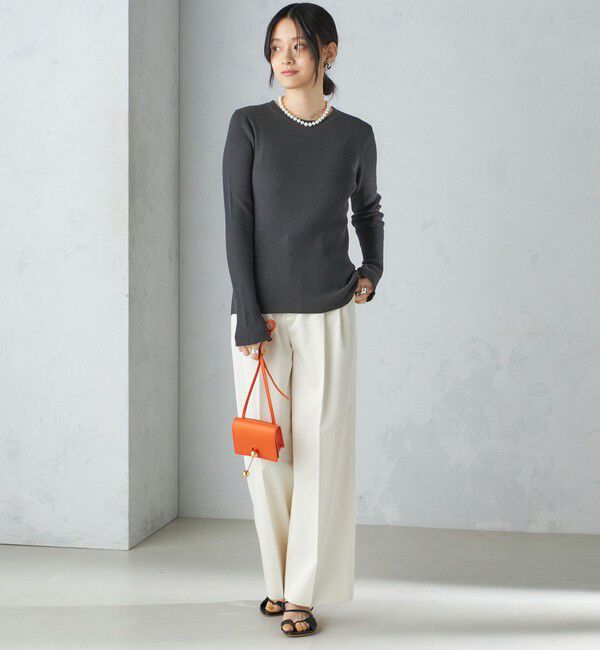 SHIPS for women「〈手洗い可能〉綿 ナイロン 袖 フレア クルーネック リブ ニット 24SS ◇」|ニット・セーター|