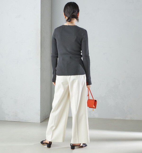 SHIPS for women「〈手洗い可能〉綿 ナイロン 袖 フレア クルーネック リブ ニット 24SS ◇」|ニット・セーター|