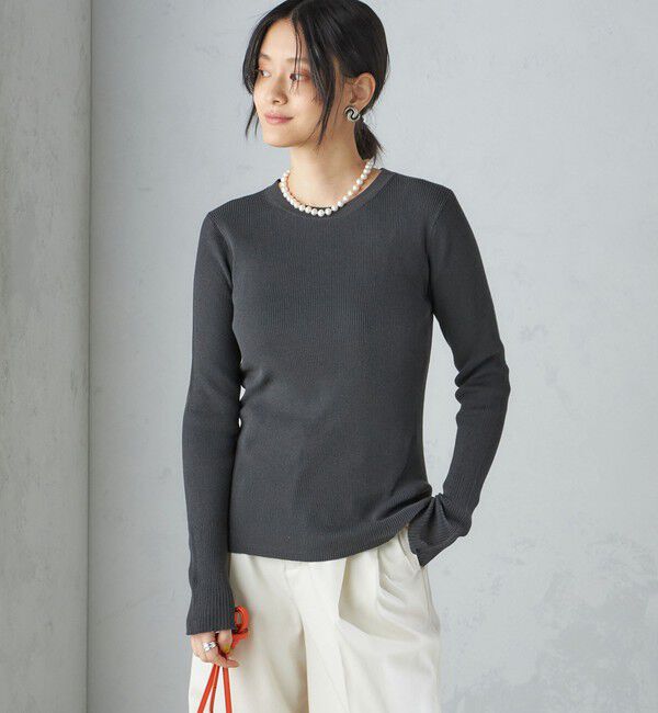 SHIPS for women「〈手洗い可能〉綿 ナイロン 袖 フレア クルーネック リブ ニット 24SS ◇」|ニット・セーター|