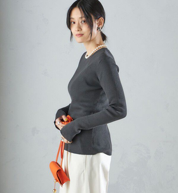 SHIPS for women「〈手洗い可能〉綿 ナイロン 袖 フレア クルーネック リブ ニット 24SS ◇」|ニット・セーター|
