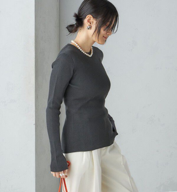 SHIPS for women「〈手洗い可能〉綿 ナイロン 袖 フレア クルーネック リブ ニット 24SS ◇」|ニット・セーター|