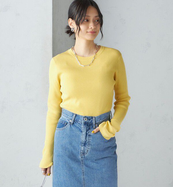 SHIPS for women「〈手洗い可能〉綿 ナイロン 袖 フレア クルーネック リブ ニット 24SS ◇」|ニット・セーター|