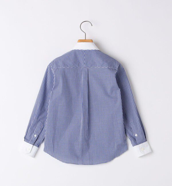 SHIPS KIDS「SHIPS KIDS:140～160cm / ギンガム クレリック レギュラーカラー シャツ」|シャツ・ブラウス|
