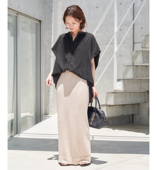 SLOBE IENA「《WEB・一部店舗限定/追加》レーヨンボイルバンドカラーブラウス」|シャツ・ブラウス|