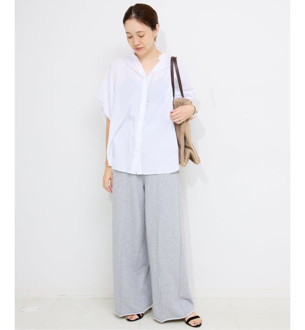 SLOBE IENA「《WEB・一部店舗限定/追加》レーヨンボイルバンドカラーブラウス」|シャツ・ブラウス|