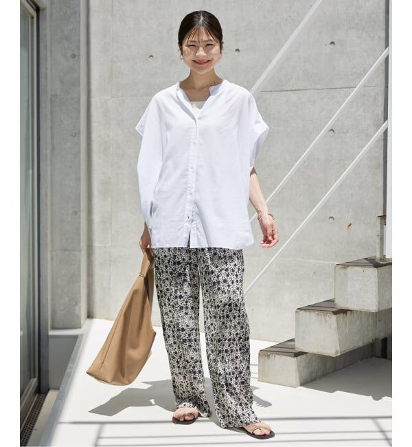 SLOBE IENA「《WEB・一部店舗限定/追加》レーヨンボイルバンドカラーブラウス」|シャツ・ブラウス|