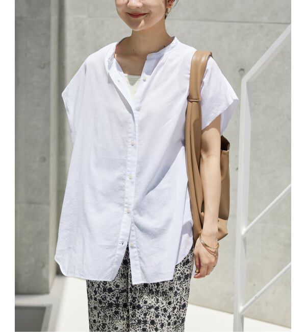 SLOBE IENA「《WEB・一部店舗限定/追加》レーヨンボイルバンドカラーブラウス」|シャツ・ブラウス|