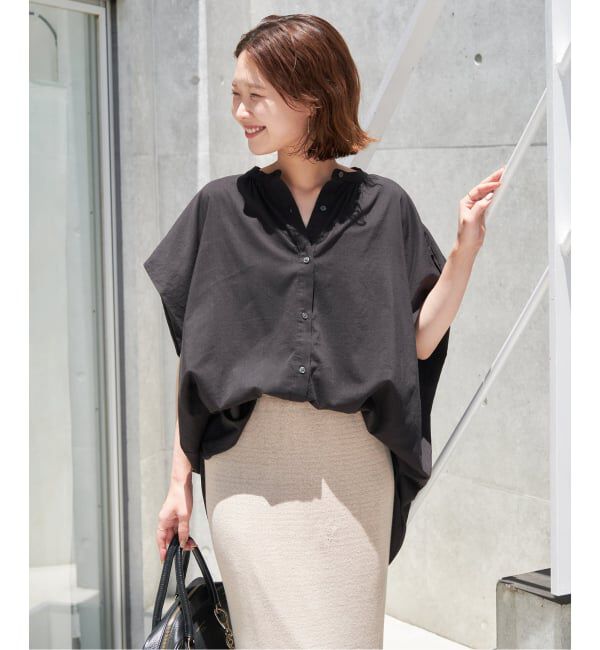 SLOBE IENA「《WEB・一部店舗限定/追加》レーヨンボイルバンドカラーブラウス」|シャツ・ブラウス|