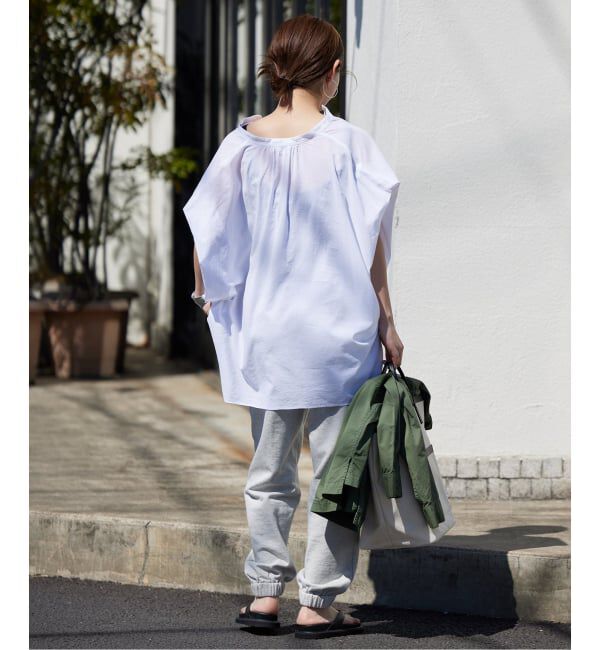 SLOBE IENA「《WEB・一部店舗限定/追加》レーヨンボイルバンドカラーブラウス」|シャツ・ブラウス|