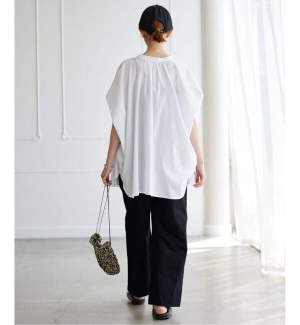 SLOBE IENA「《WEB・一部店舗限定/追加》レーヨンボイルバンドカラーブラウス」|シャツ・ブラウス|