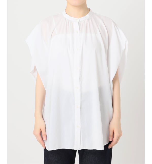 SLOBE IENA「《WEB・一部店舗限定/追加》レーヨンボイルバンドカラーブラウス」|シャツ・ブラウス|