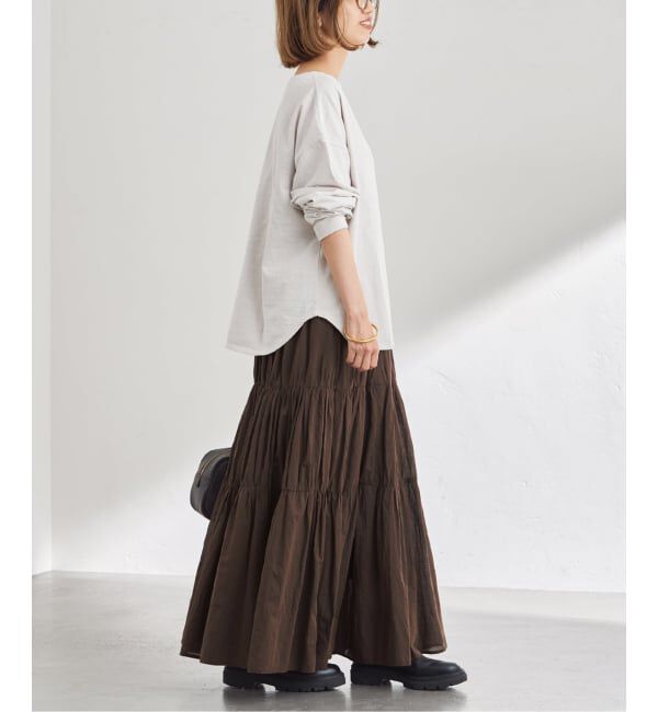 FRAMeWORK「enrica/エンリカ　コットンシルク ティアードスカート」|スカート|