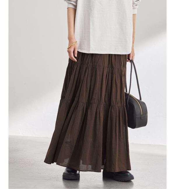 FRAMeWORK「enrica/エンリカ　コットンシルク ティアードスカート」|スカート|