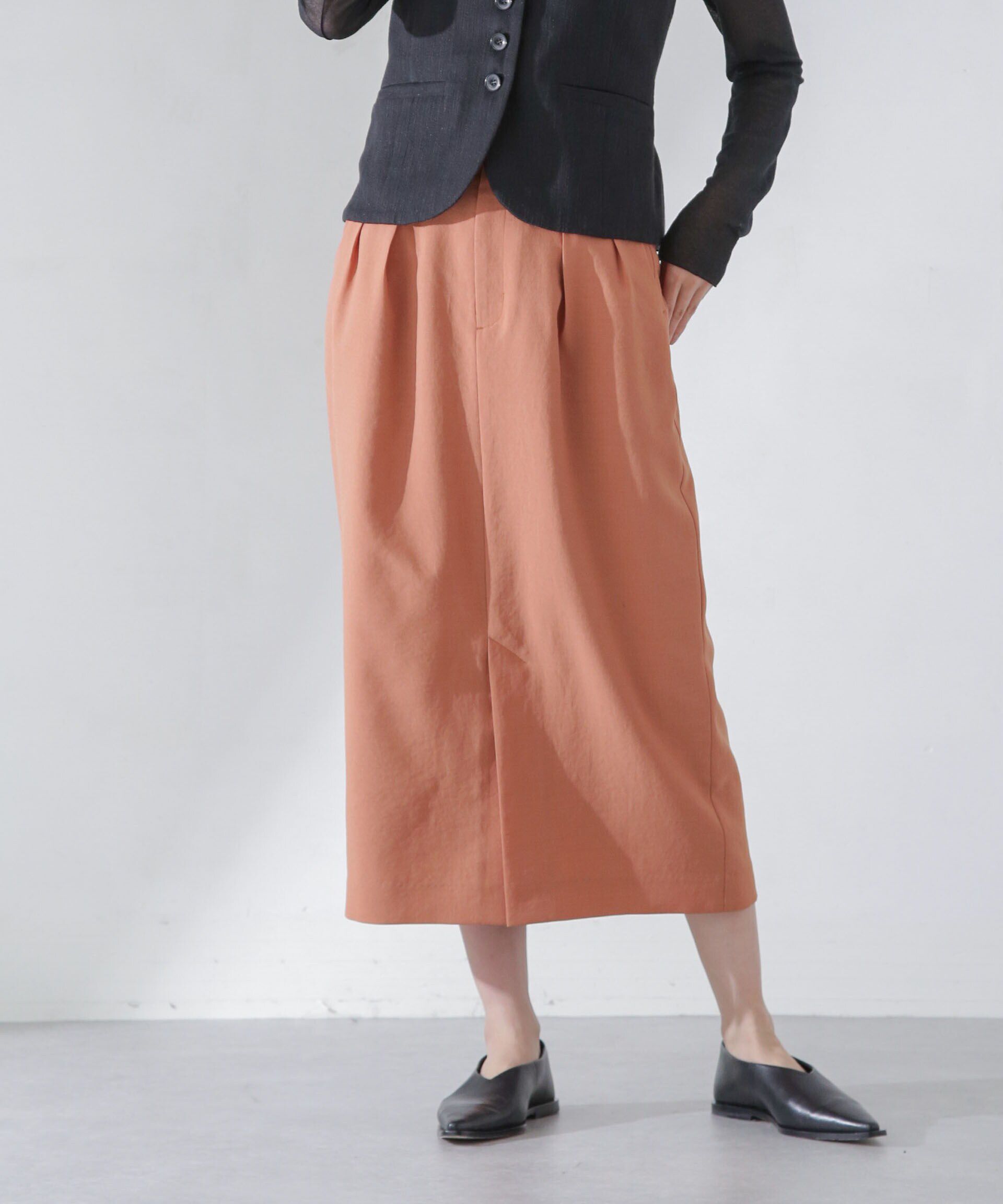 nano･universe「<洗濯機使用可><ﾉﾝｱｲﾛﾝ>ﾒﾗﾝｼﾞﾄﾞﾗｲ ｿﾌﾄｺｸｰﾝｽｶｰ  」|スカート|