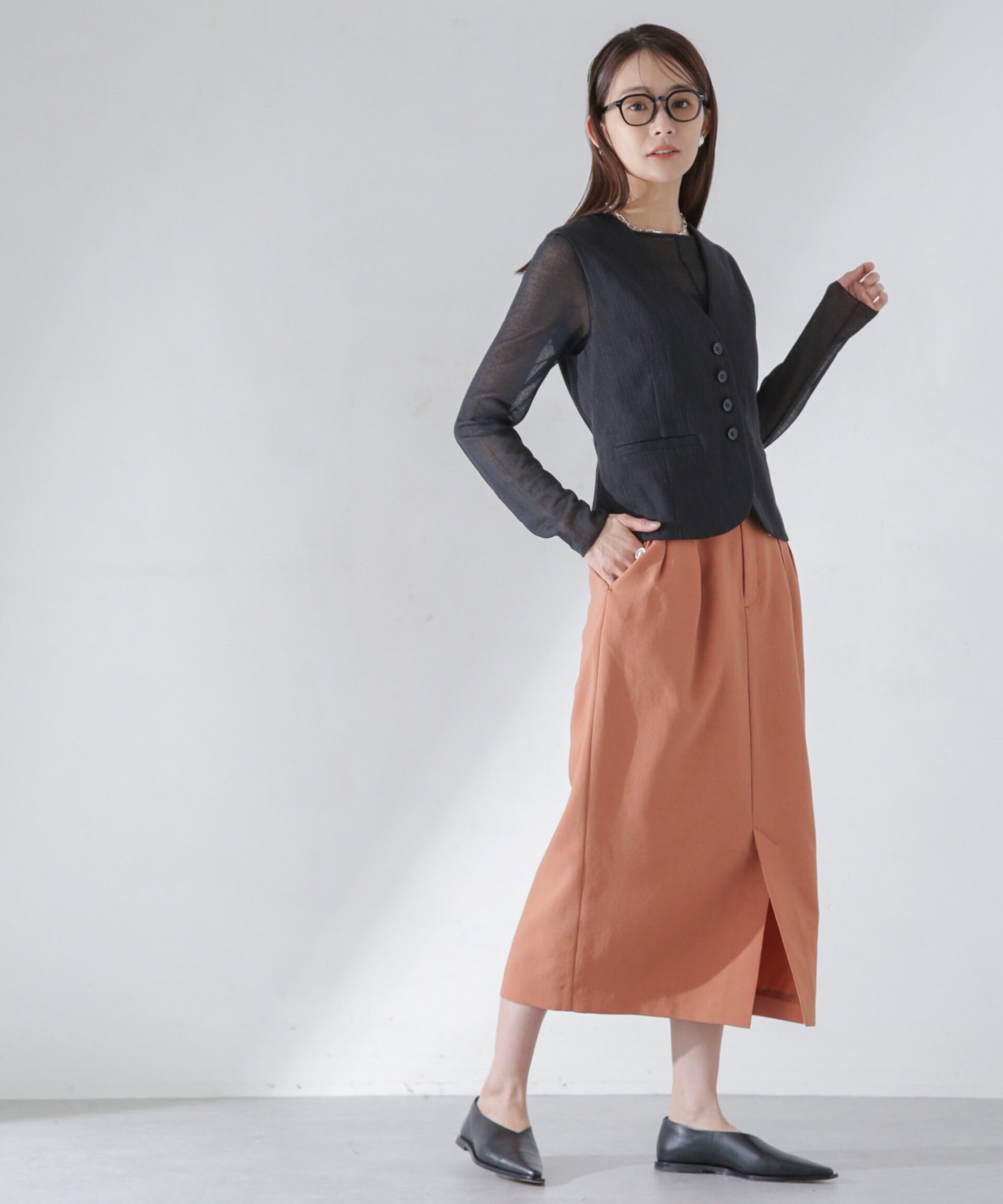 nano･universe「<洗濯機使用可><ﾉﾝｱｲﾛﾝ>ﾒﾗﾝｼﾞﾄﾞﾗｲ ｿﾌﾄｺｸｰﾝｽｶｰ  」|スカート|