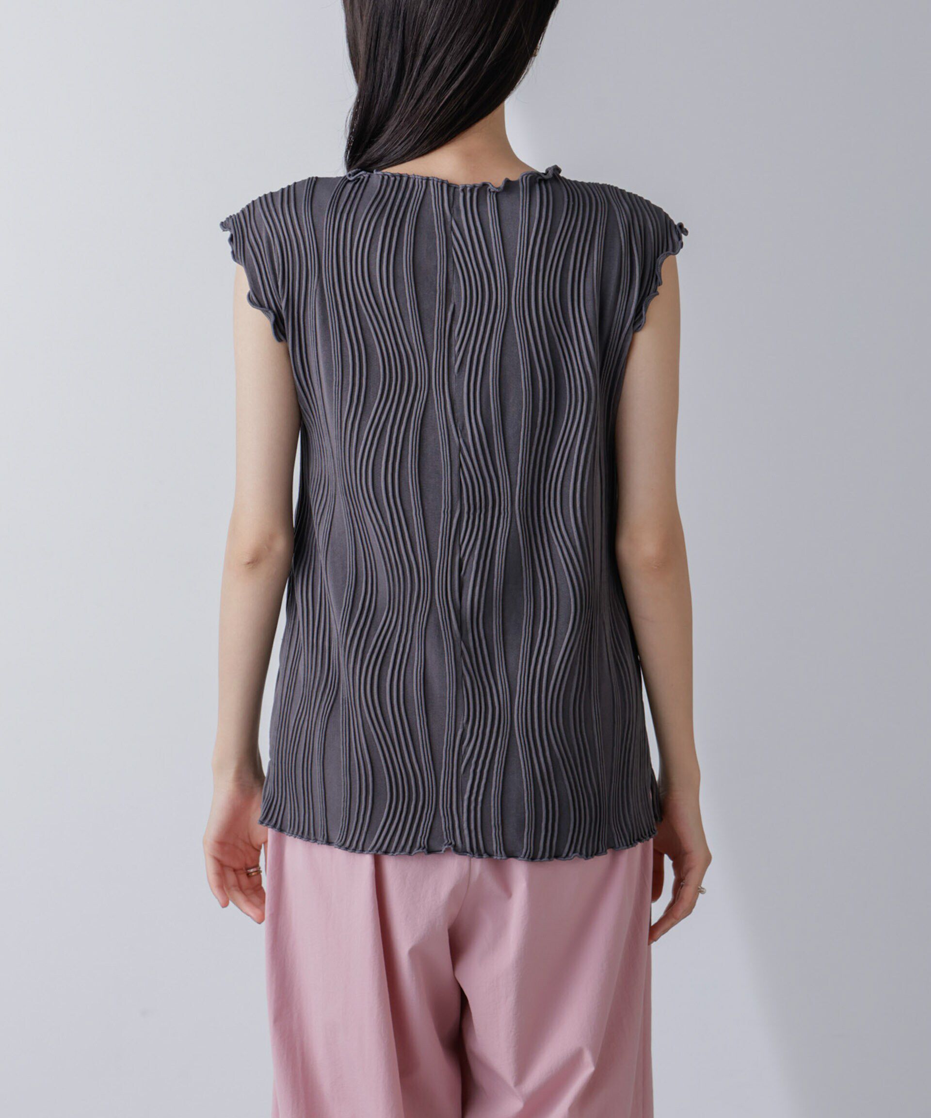 nano･universe「ウェーブリップルカットノースリーブトップス(セットアップ可)」|Tシャツ・カットソー|