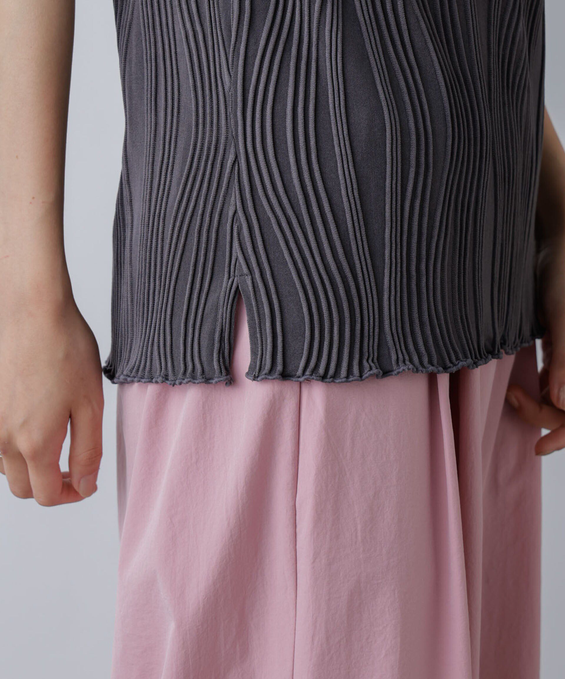 nano･universe「ウェーブリップルカットノースリーブトップス(セットアップ可)」|Tシャツ・カットソー|