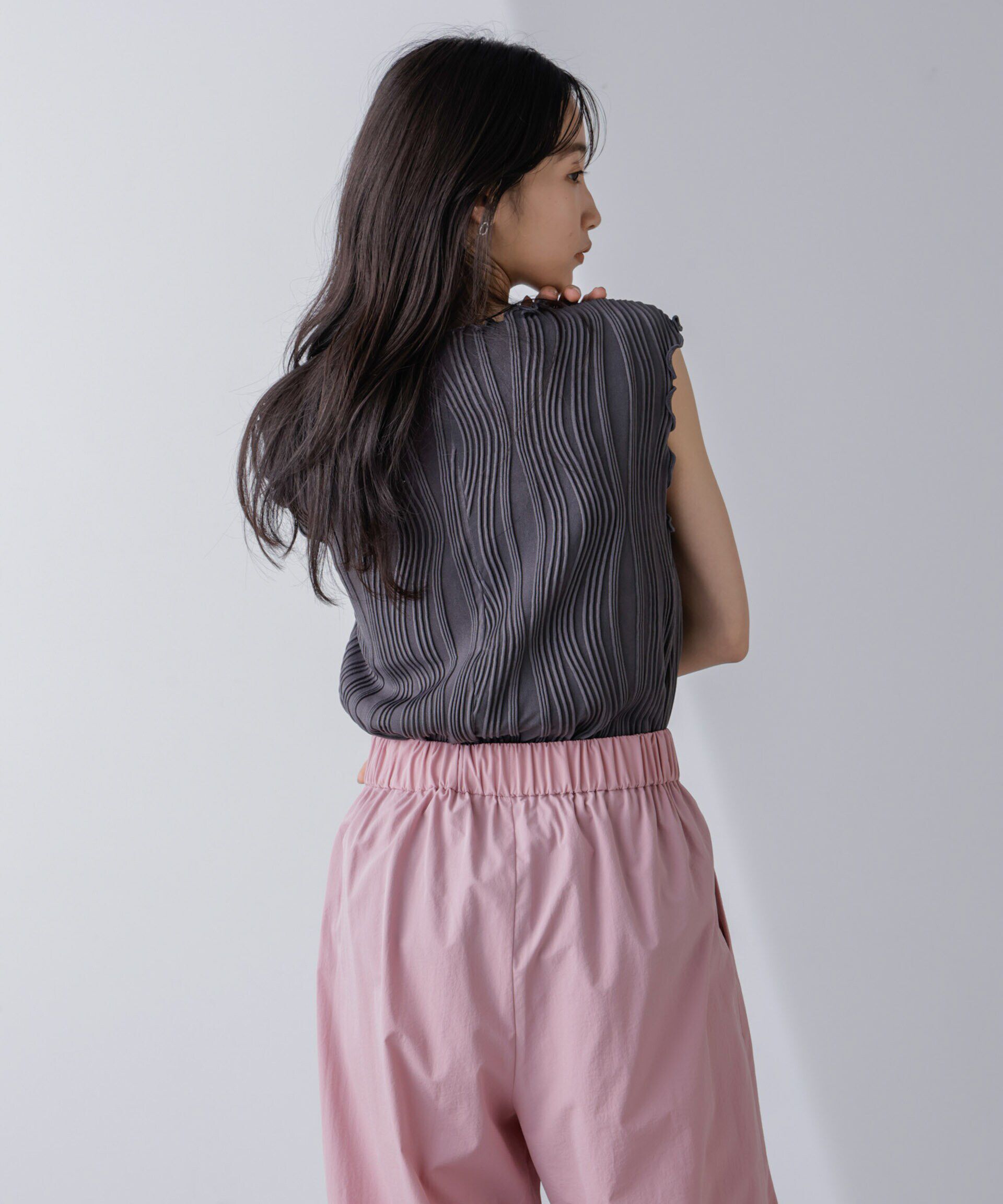 nano･universe「ウェーブリップルカットノースリーブトップス(セットアップ可)」|Tシャツ・カットソー|