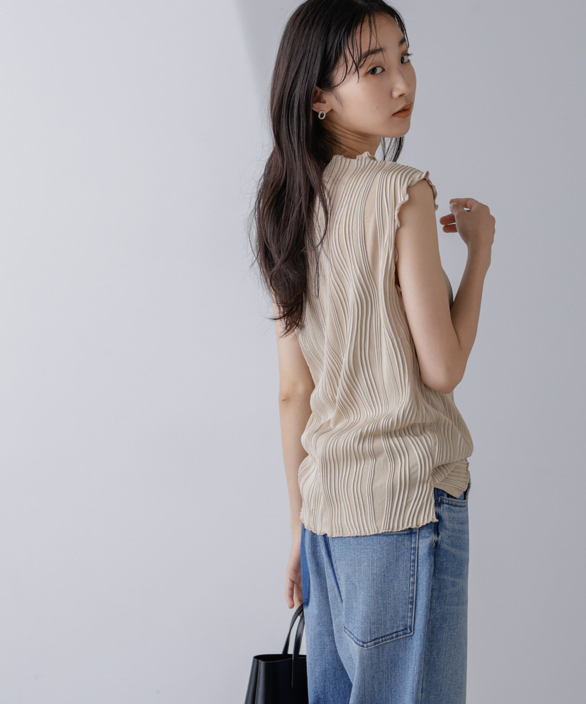 nano･universe「ウェーブリップルカットノースリーブトップス(セットアップ可)」|Tシャツ・カットソー|