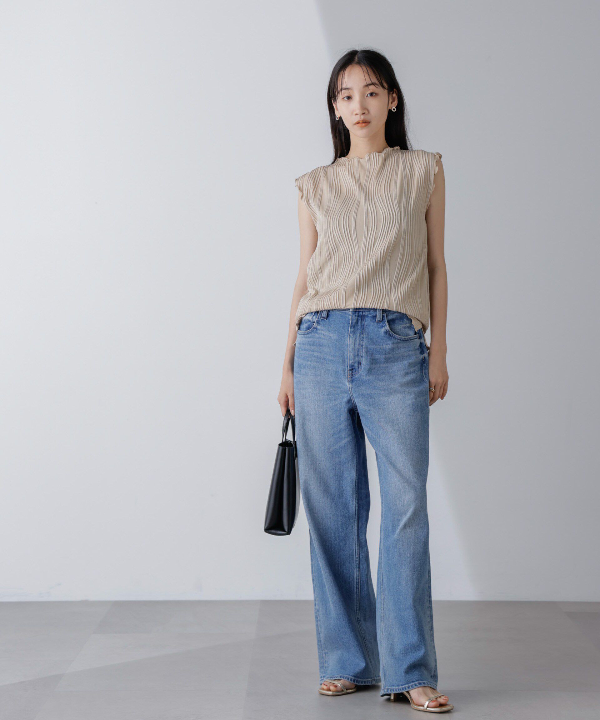 nano･universe「ウェーブリップルカットノースリーブトップス(セットアップ可)」|Tシャツ・カットソー|