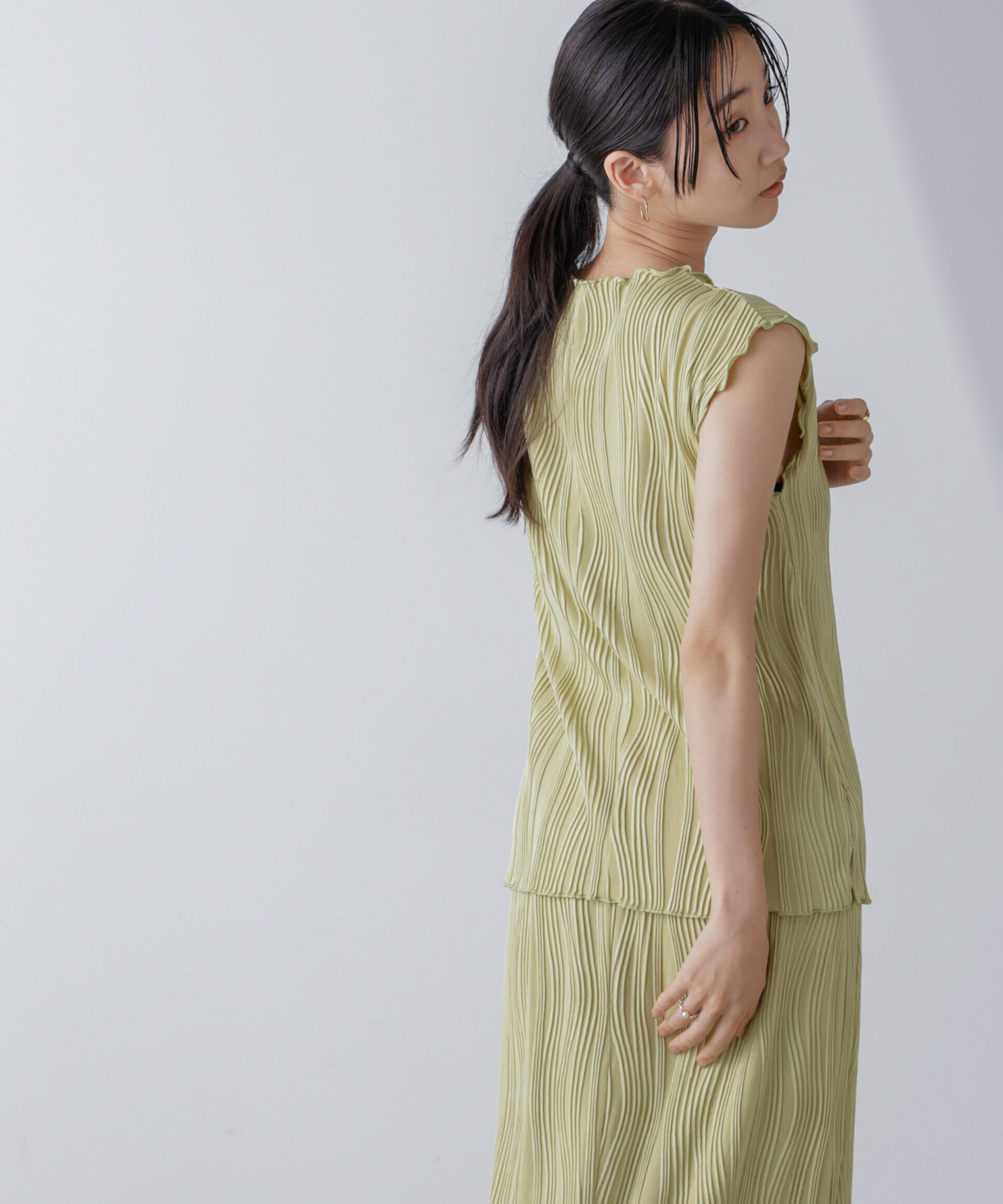 nano･universe「ウェーブリップルカットノースリーブトップス(セットアップ可)」|Tシャツ・カットソー|