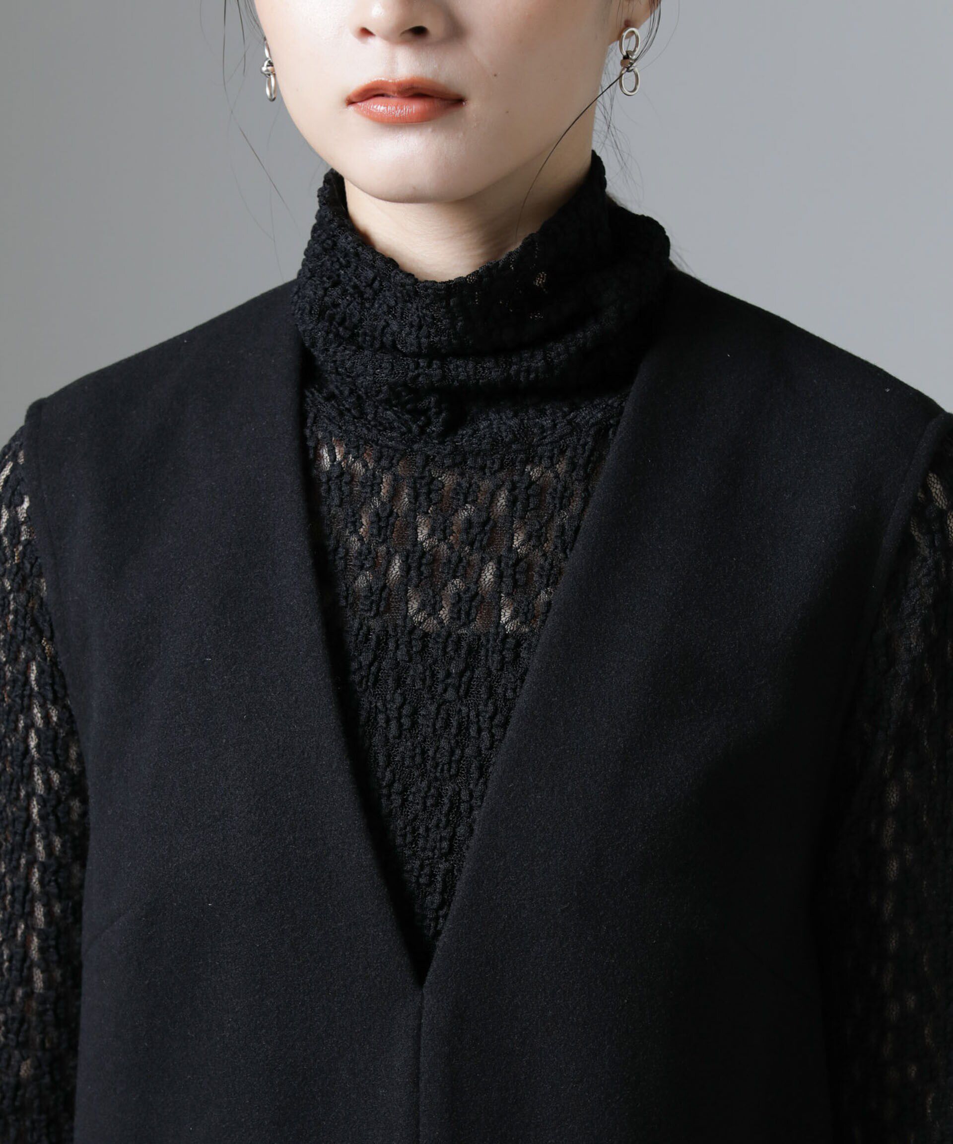 nano･universe「ジャージーメルトンVネックIラインワンピース（セットアップ可）」|ワンピース|