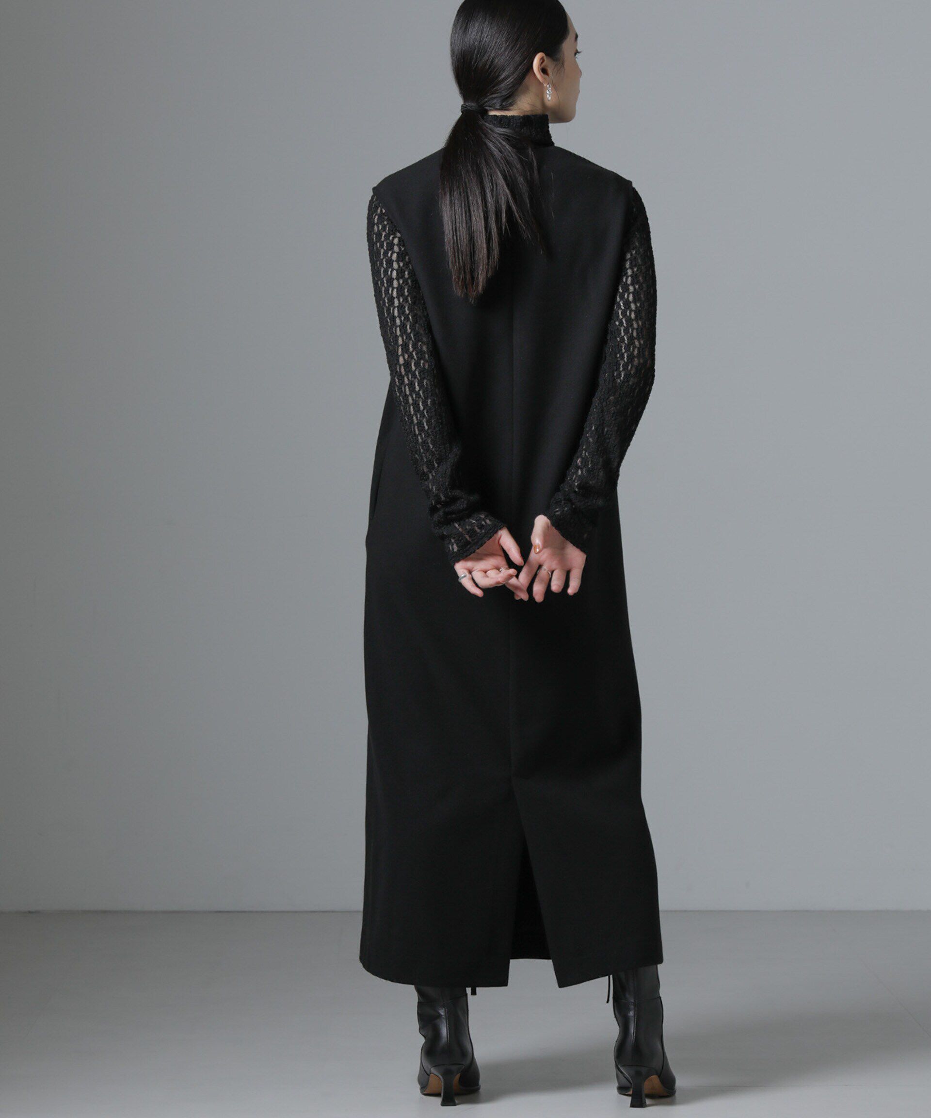 nano･universe「ジャージーメルトンVネックIラインワンピース（セットアップ可）」|ワンピース|