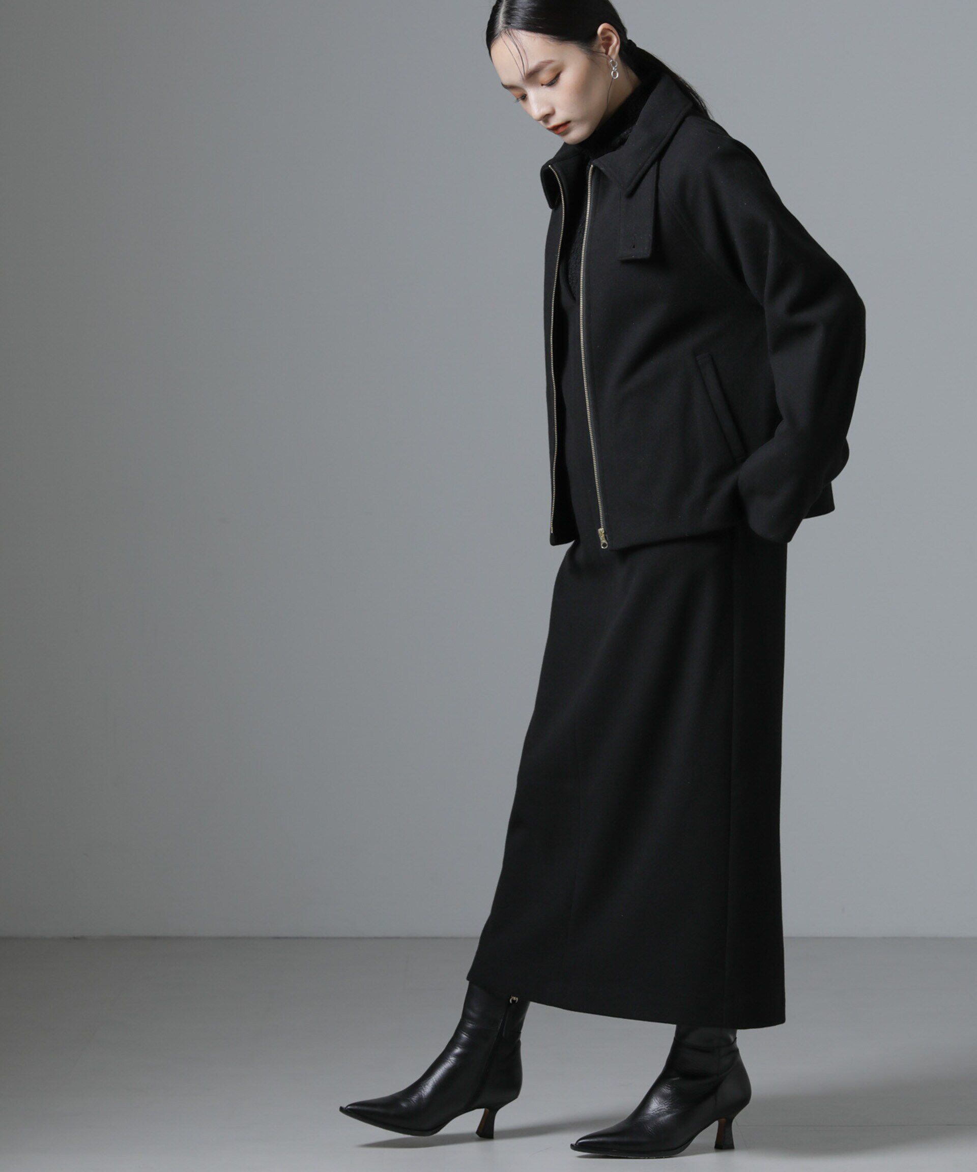 nano･universe「ジャージーメルトンVネックIラインワンピース（セットアップ可）」|ワンピース|