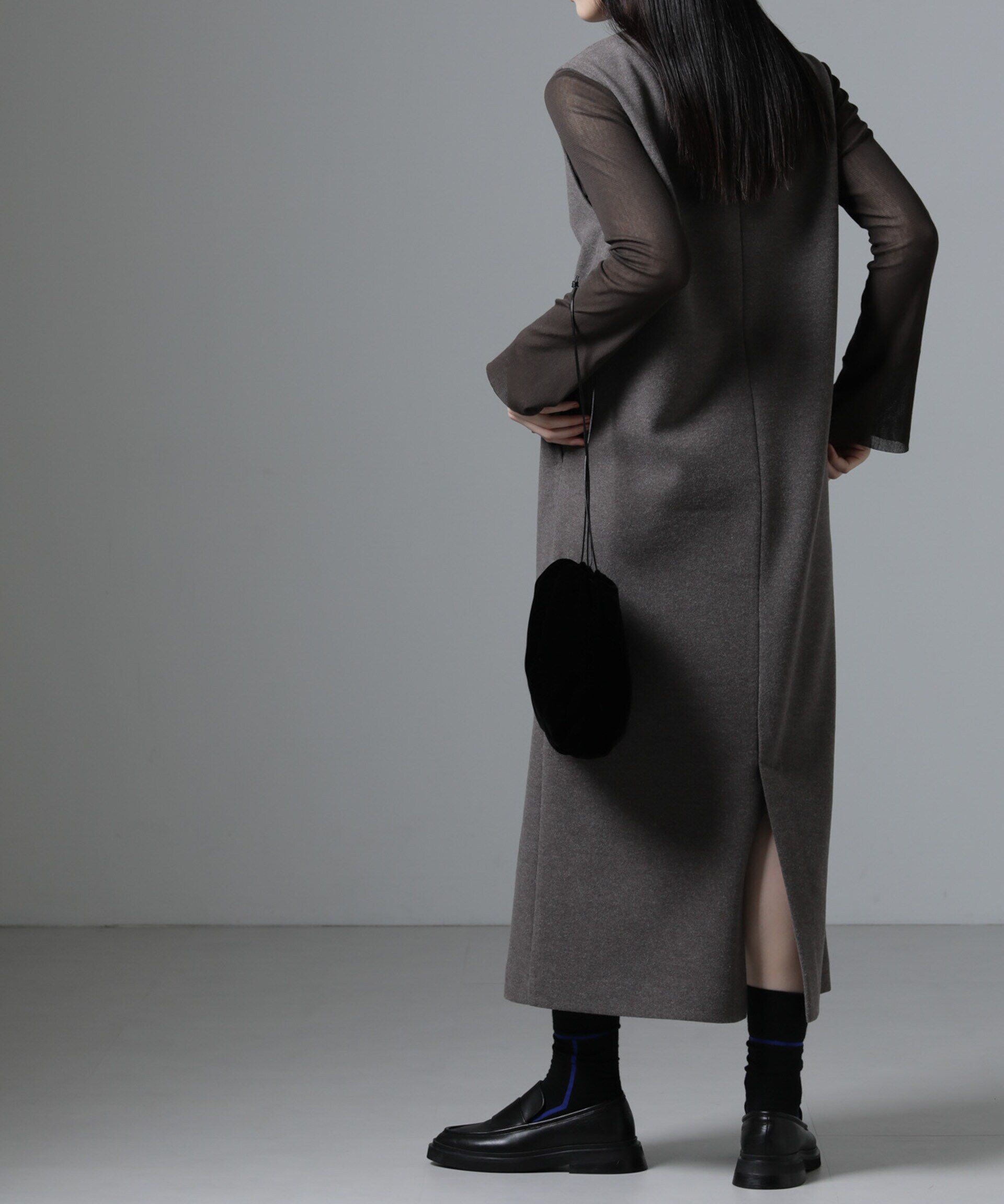 nano･universe「ジャージーメルトンVネックIラインワンピース（セットアップ可）」|ワンピース|