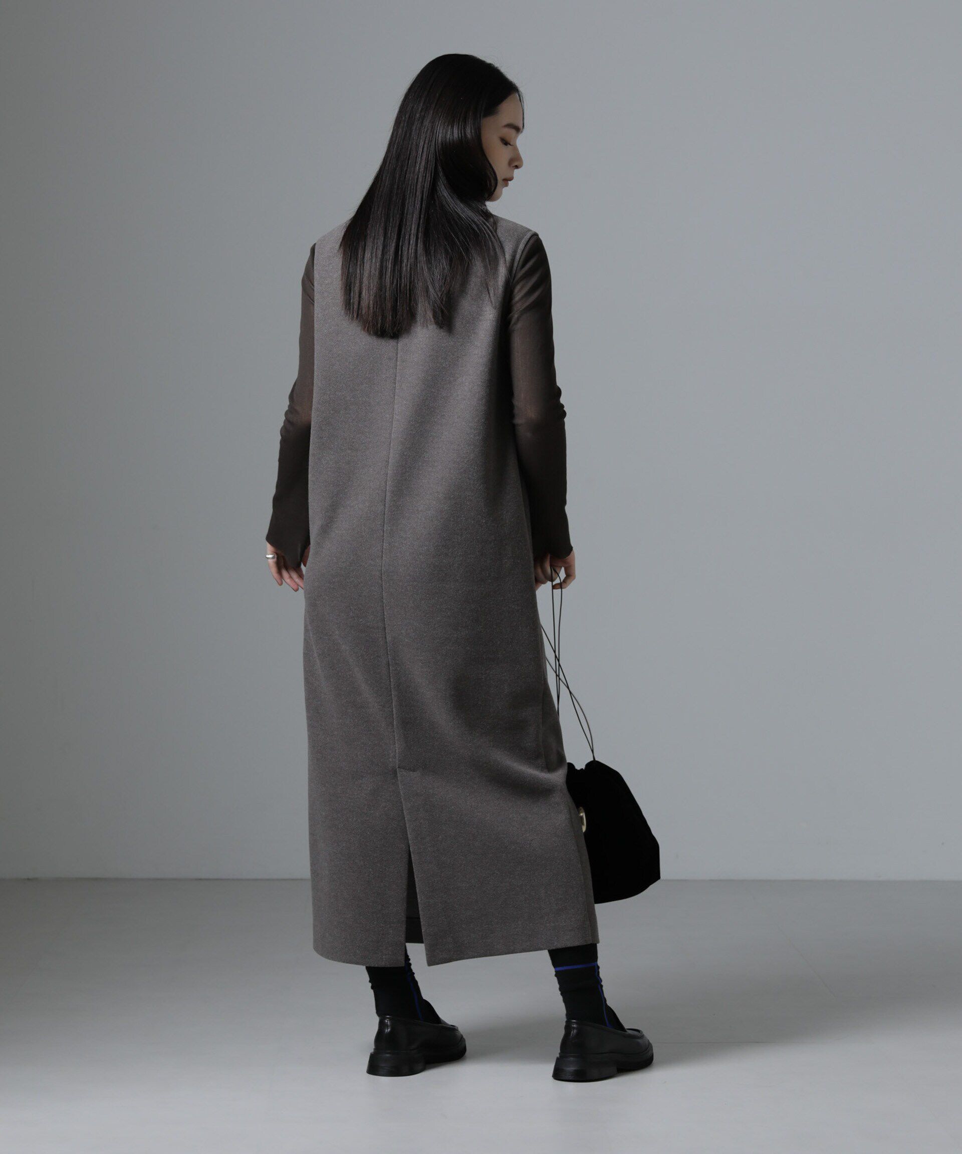 nano･universe「ジャージーメルトンVネックIラインワンピース（セットアップ可）」|ワンピース|