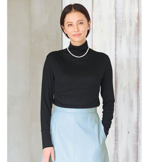 自由区「【洗える】ベアフライスボトルネック カットソー」|Tシャツ・カットソー|ブラック系