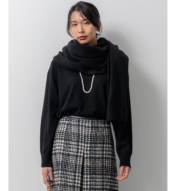 23区「【Oggi2月号掲載/洗える】ピュアカシミヤ クルーネック ニット」|ニット・セーター|ブラック系