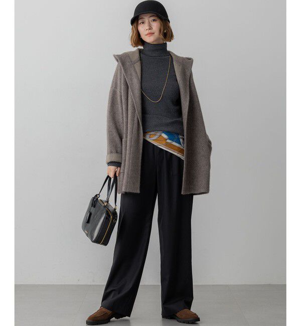 23区「【洗える】ラクーンブレンドダブルフェイス フーディー ニットカーディガン」|カーディガン|