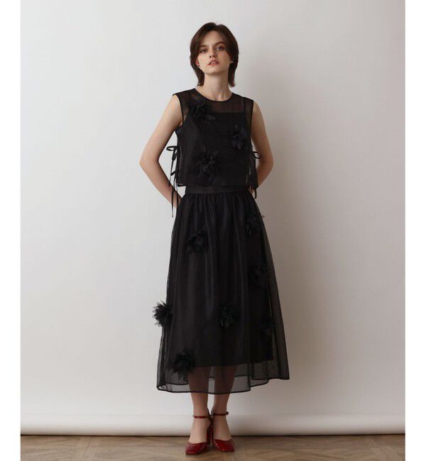 GRACE CONTINENTAL「メッシュフラワースカート」|スカート|