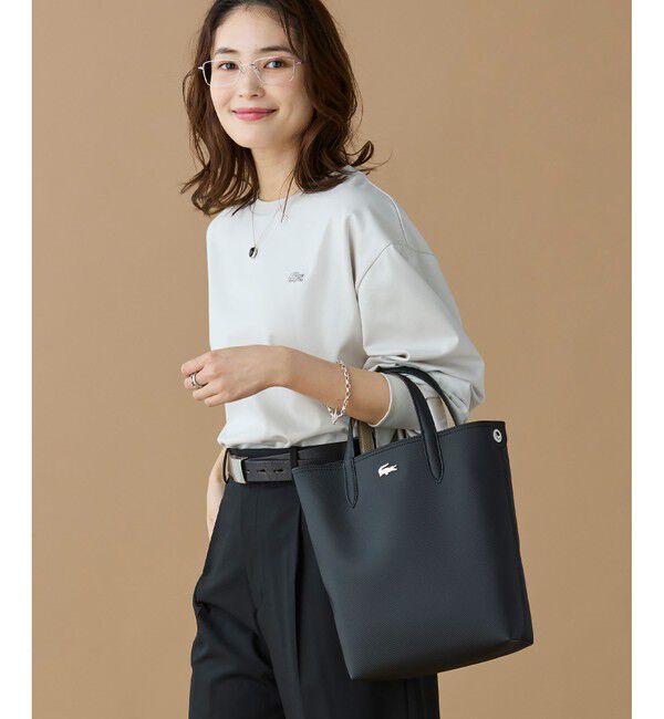 LACOSTE「ANNAリバーシブル縦型トート」|トートバッグ|ブラック
