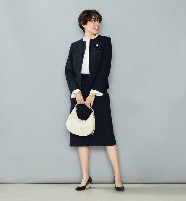 NOLLEY'S「《セットアップ対応》コンパクトインレイクルーネックジャケット」|ノーカラージャケット|