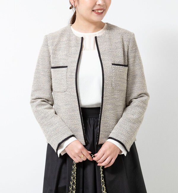 NOLLEY'S「《セットアップ対応》コンパクトインレイクルーネックジャケット」|ノーカラージャケット|