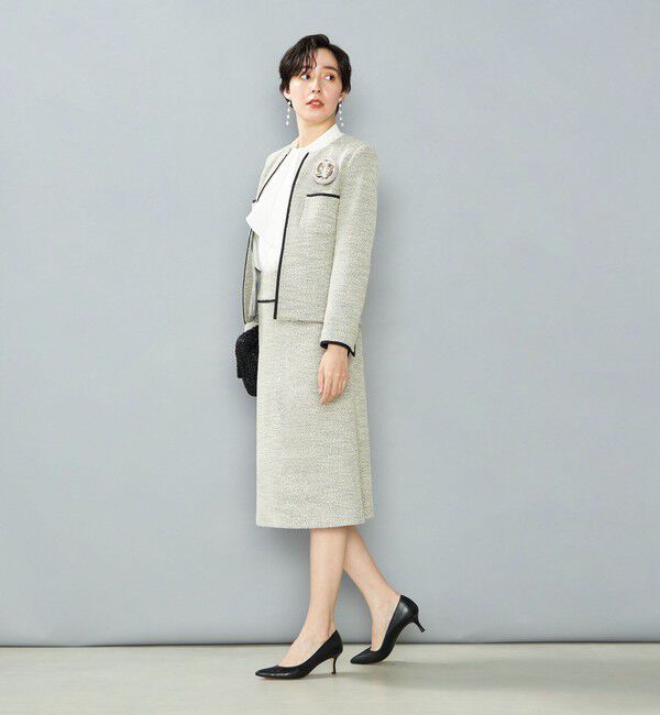 NOLLEY'S「《セットアップ対応》コンパクトインレイクルーネックジャケット」|ノーカラージャケット|