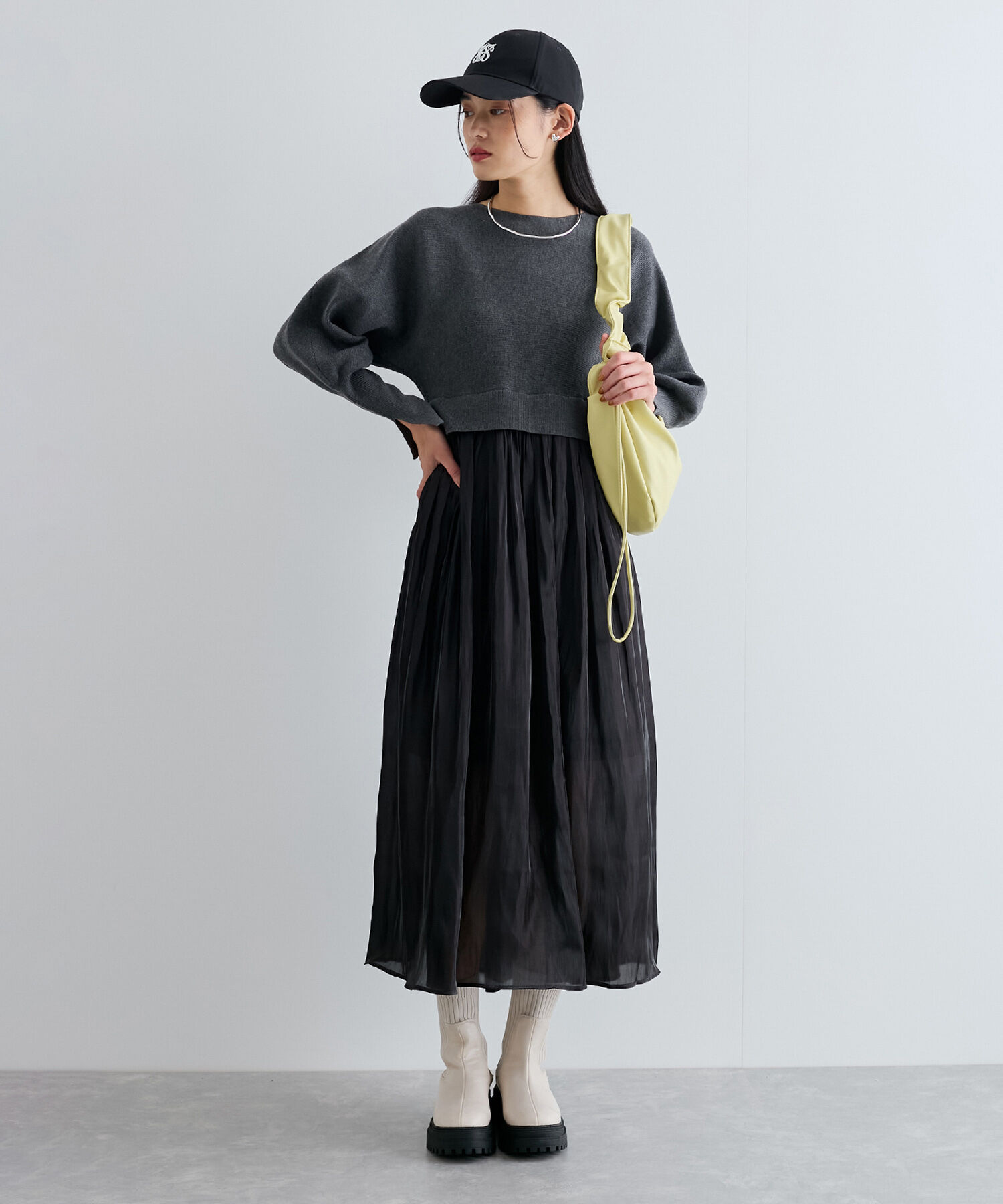 VIS「【洗える】ドルマンドッキングワンピース」|ワンピース|