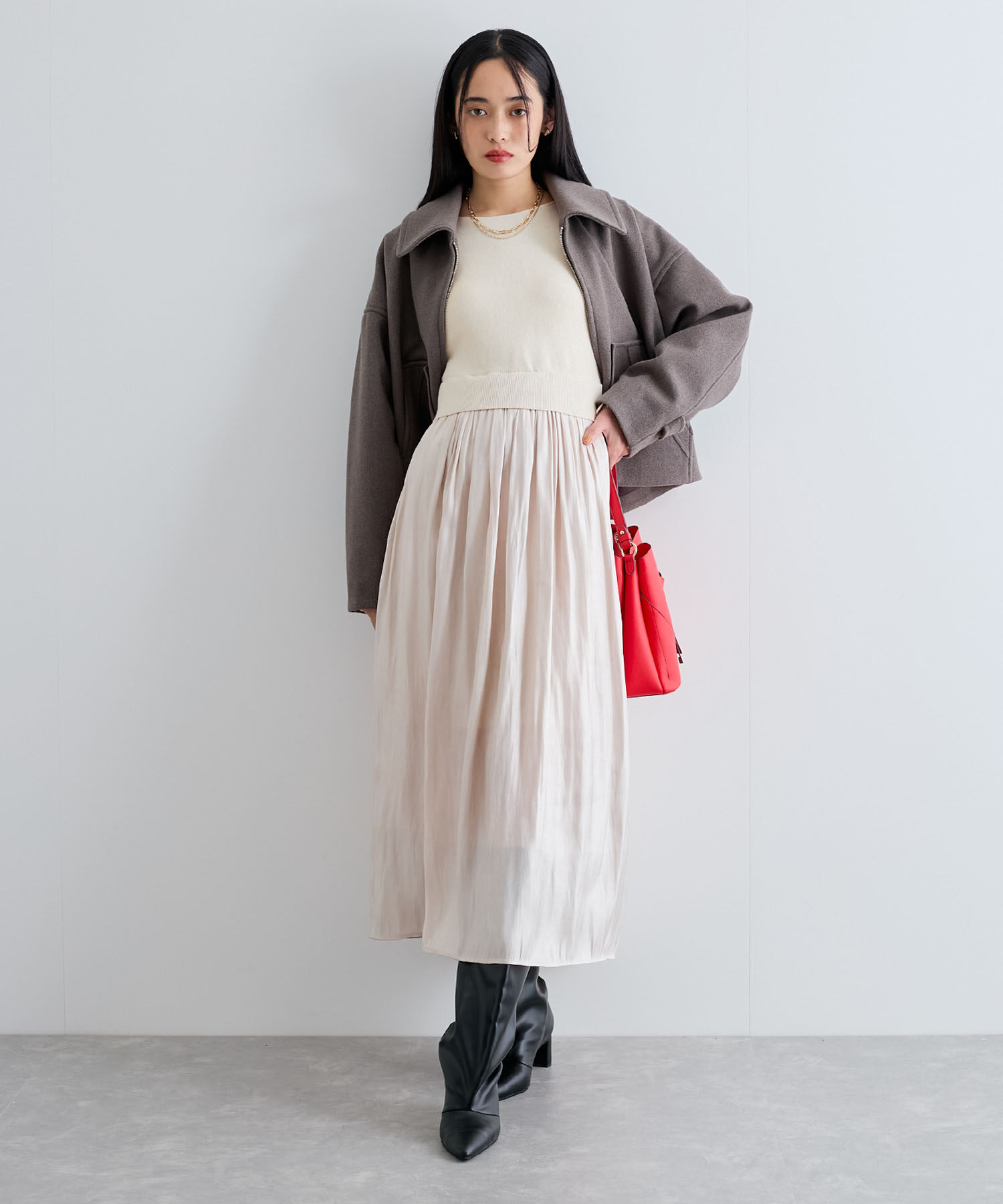 VIS「【洗える】ドルマンドッキングワンピース」|ワンピース|