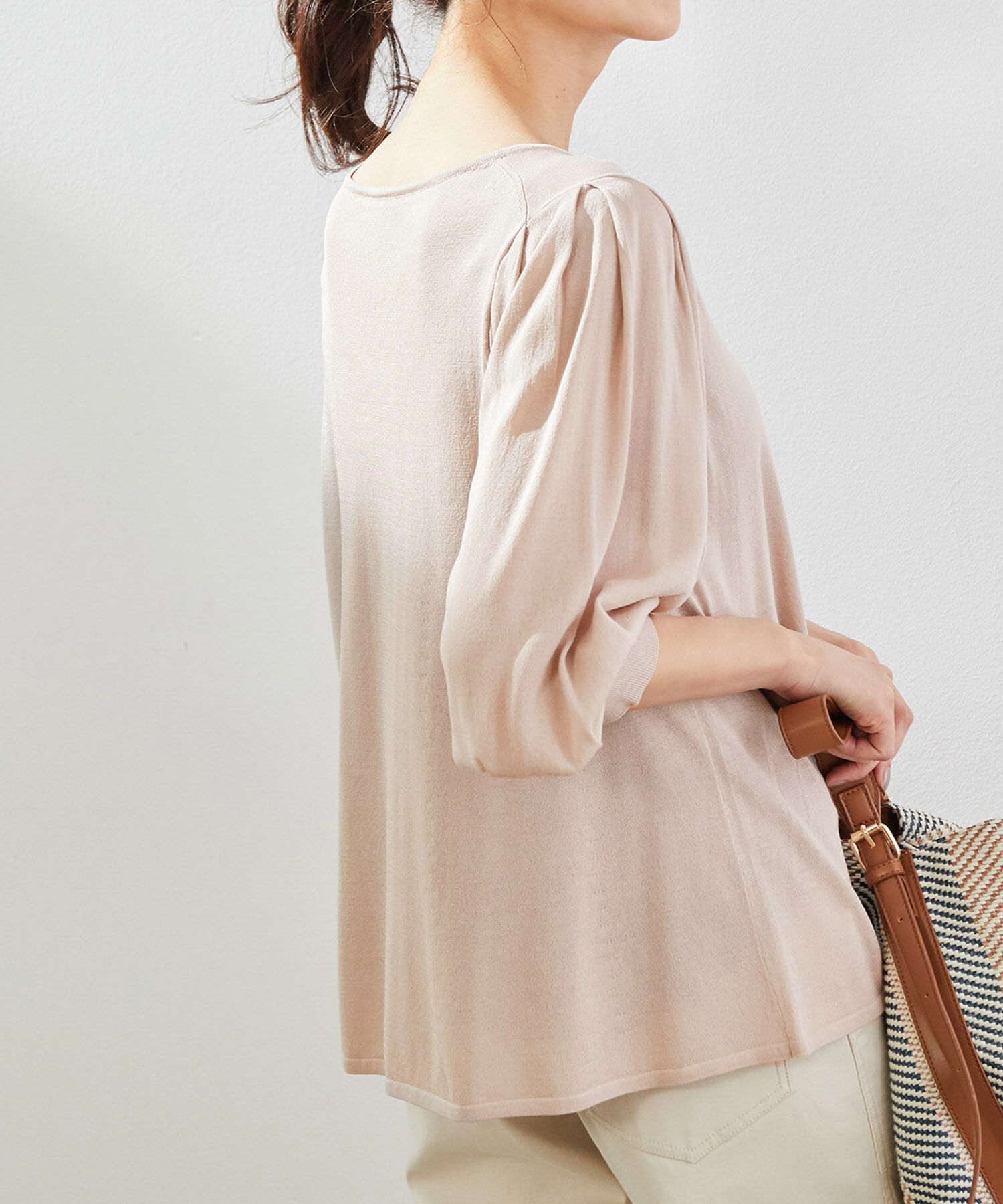 Rope&rsquo;Picnic「洗濯機OK/ボリュームスリーブシアープルオーバー」|ニット・セーター|ベージュ系(28)