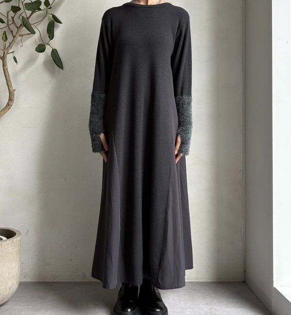  「【WEB限定】袖シャギー布帛切替ワンピース」|ワンピース|